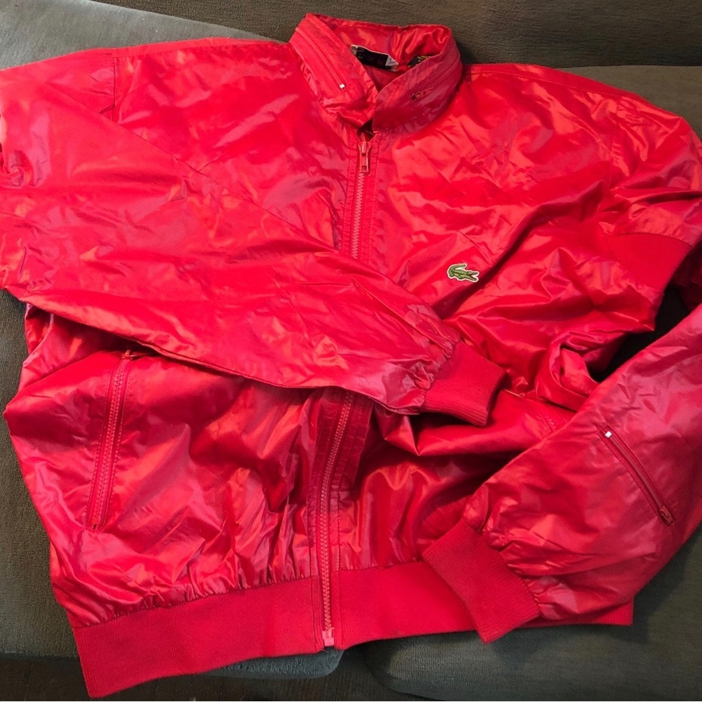 Vintage Izod Lacoste mens Large Red 100% Nylon Windbreaker
